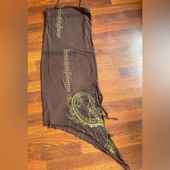 Infinity Now sacred geometry printed brown festival dress - Picture 3 of 7